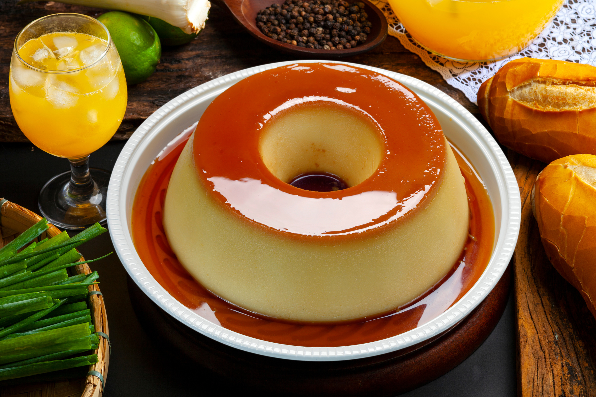 Condensed milk pudding with eggs